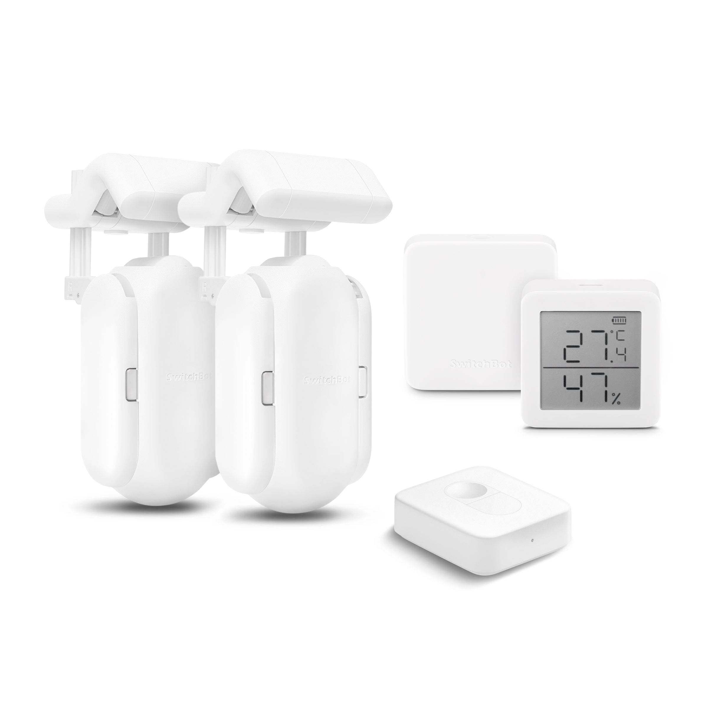 SwitchBotカーテンセット SwitchBot(スイッチボット) R型*2 カーテン*2+ハブミニ+温湿度計+リモートボタン