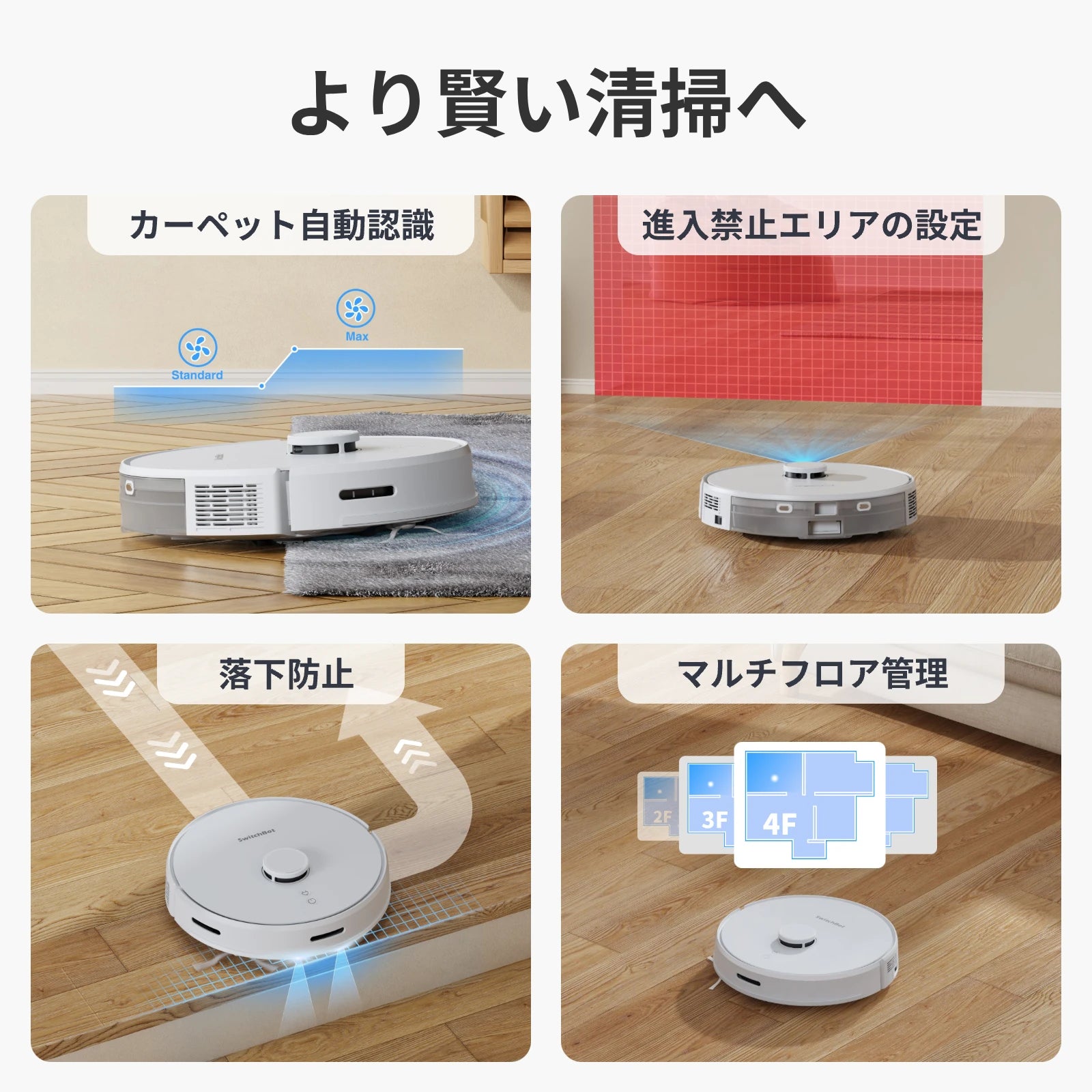 SwitchBot ロボット掃除機 S1/S1 Plus W